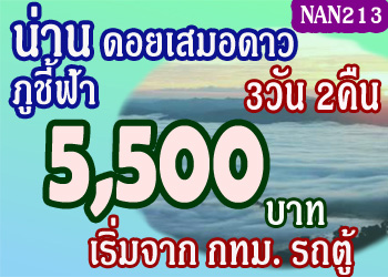 ทัวร์น่าน ดอยเสมอดาว ภูชี้ฟ้า 5,500 บาท จาก กทม.รถตู้